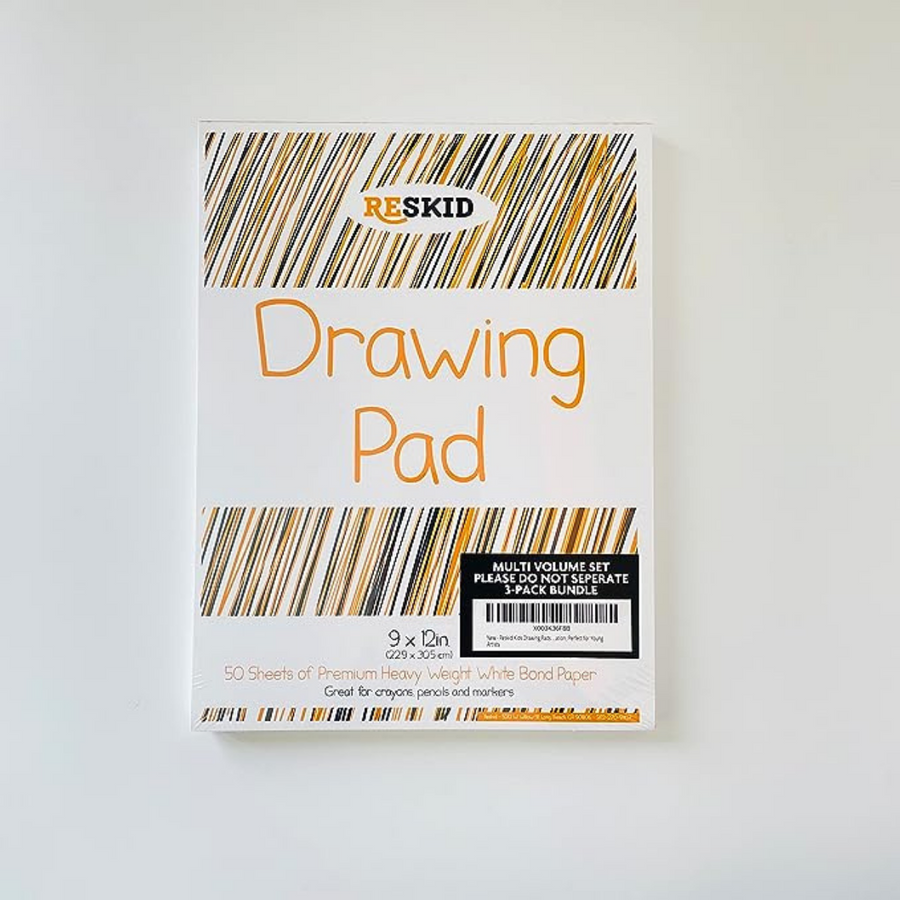 Reskid Kids Drawing Pads - 3 Pack of 9x12 Inch with 50 Sheets Each - Removable Pages for Easy Display and Preservation, Perfect for Young Artists