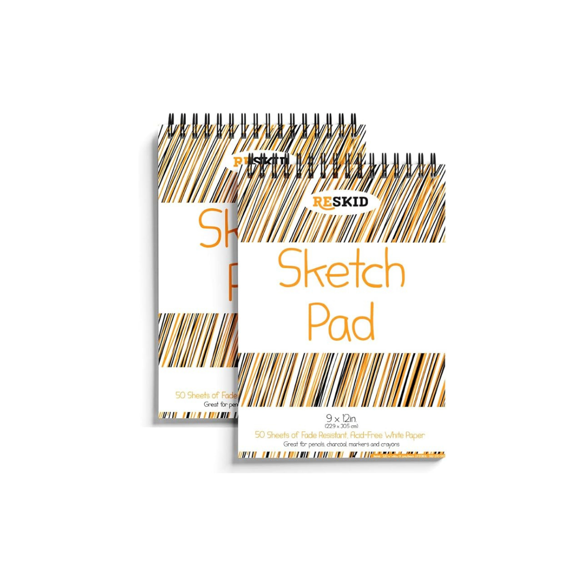 Reskid Sketch Pad (9 x 12 inches) - 50 Sheets, 2-Pack - Kids Drawing Paper, Drawing and Coloring Pad for Kids, Kids Art Supplies